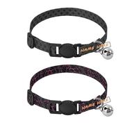 Personalized Puppy Collar Quick Release Buckle Custom Dog Collar for Female Dogs 2 Packs Gothic Style Palm Tree Black Gothic Style Marble Burgundy Neon