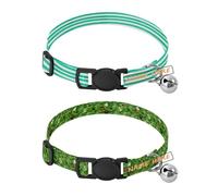 Personalized Puppy Collar Quick Release Buckle Custom Prints Collar for Female Dogs 2 Pcs Mint Green White Striped Halloween Green Camouflage Pumpkin Ghosts