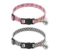 Personalized Puppy Collar Quick Release Buckle Customise Girl and Boy Collar 2 Pcs Texture 3D Stars Dusty Peach Fashion Black White Checkered Note