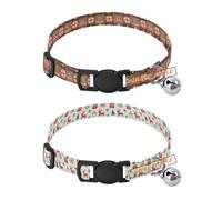Personalized Puppy Collar Quick Release Buckle personalizable Collar for Female Dogs 2 Pack White Brown Ships and Anchors Trendy Red and Green Reindeer Holly