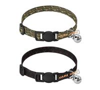 Personalized Puppy Collar Quick Release Buckle personalizable Dog Collar for Puppy Girl Boy Set of 2 Army Forestland Camouflage Halloween Nightmare Light Up Spider Red