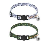 Personalized Puppy Collars Quick Release Buckle para personalizados Female Dog Collars 2 Pack Indigo Dog and Flower Green Leaves Fall