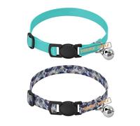 Personalized Puppy Dog Collar Adjustable Custom-Made Collars for Girl and Boy Dogs 2 Packs Solid Color Turquoise Pure Plain 3D Vintage Bohemian Flower Purple Blue