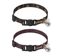 Personalized Puppy Dog Collar Quick Release Buckle Personal Girl and Boy Collar Set of 2 Ukiyo-e-Style Japanese Rose Gold and Black Ukiyo-e-Style Japanese Bat Burgundy Black