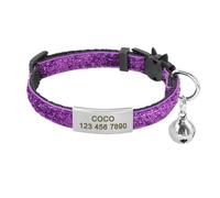 Personalized Puppy Kitten Collars Quick-Release Pet Collars With Bells For Pugs Chihuahuas Pugs Yorkshire Terriers,Purple,18-27cm
