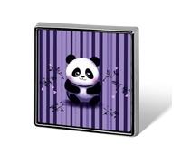 Personalized Purple Striped Panda Lapel Pin for Men Women Cute Funny Square Brooch for Ease And Safe Aluminum Alloy Brooches Suit Dress Accessories Wedding Party