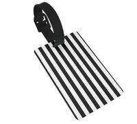 Personalized PVC Luggage Tags Holder, Black White Stripe Luggage Labels for Suitcases, Durable Id Name Tag Label for Suitcases Bags Backpacks, Travel Essentials, Anti-Loss Identifier
