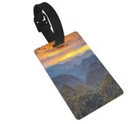Personalized PVC Luggage Tags Holder, Blue Ridge Parkway Mountains Luggage Labels for Suitcases, Durable Id Name Tag Label for Suitcases Bags Backpacks, Travel Essentials, Anti-Loss Identifier