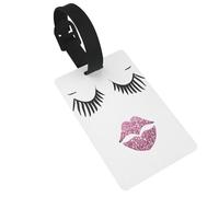 Personalized PVC Luggage Tags Holder, Eyelash Lip White Luggage Labels for Suitcases, Durable Id Name Tag Label for Suitcases Bags Backpacks, Travel Essentials, Anti-Loss Identifier