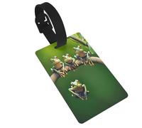 Personalized PVC Luggage Tags Holder, Funny Frogs Luggage Labels for Suitcases, Durable Id Name Tag Label for Suitcases, Bags, Backpacks, Travel Essentials with Detachable Strap, Anti-Loss Identifier