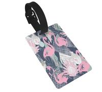 Personalized PVC Luggage Tags Holder, Pink Flamingo Leaves Luggage Labels for Suitcases, Durable Id Name Tag Label for Suitcases Bags Backpacks, Travel Essentials, Anti-Loss Identifier