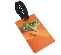 Personalized PVC Luggage Tags Holder, Red Eyes Tree Frogs Luggage Labels for Suitcases, Durable Id Name Tag Label for Suitcases Bags Backpacks, Travel Essentials, Anti-Loss Identifier