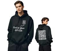Personalized QR Code Hoodie, Link to Images, Text or Websites, Funny Hoodie Multicolor (L)