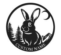 Personalized Rabbit Metal Sign, Custom Name Bunny Wall Art, Easter Home Decor, Farmhouse Nursery Accent, Pet Memorial Gift, Garden Decor, Rabbit Lover Present (Style-4)