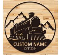 Personalized Railroad Metal Art - Custom Train Split Monogram Wall Sign, Rustic Home Decor Gift for Him, Dad, Train Enthusiasts (Style B)