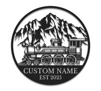 Personalized Railroad Metal Wall Art - Custom Train Engine & Station Sign - Industrial Decor for Man Caves, Offices & Train Lover Gifts (Style-6)