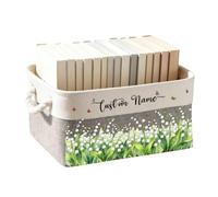 Personalized Reading Storage Basket with Birth Month Flower Custom Name Bookish Basket Organizer Book Lovers Gifts to Women Friend Besties Sisters Librarian Birthday Christmas,05