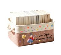 Personalized Reading Storage Basket with Birth Month Flower Custom Name Bookish Basket Organizer Book Lovers Gifts to Women Friend Besties Sisters Librarian Birthday Christmas,16