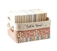 Personalized Reading Storage Basket with Birth Month Flower Custom Name Bookish Basket Organizer Book Lovers Gifts to Women Friend Besties Sisters Librarian Birthday Christmas,13