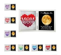 Personalized Real Moon Phase Flower Shadow Box with Names Custom mom Monogram Heart Shadowbox Frame Mothers Day Customized Gift for Mom Grandma's Wife from Daughter Son Husband