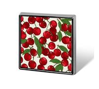 Personalized Red Cherries Lapel Pin for Men Women Cute Funny Square Brooch for Ease And Safe Aluminum Alloy Brooches Suit Dress Accessories Wedding Party