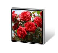 Personalized Red Roses Bush in The Garden Lapel Pin for Men Women Cute Funny Square Brooch for Ease And Safe Aluminum Alloy Brooches Suit Dress Accessories Wedding Party