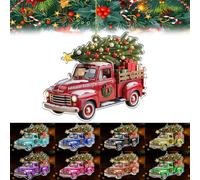 Personalized Red Truck Christmas Ornament, Personalized Custom Christmas Acrylic Ornament, Xmas Tree 2025 Decorations Gift For Trucker Ornament
