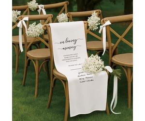 Personalized Reserved in Loving Memory Wedding Sign for Someone in Heaven,Reserved Wedding Chair Sign,Custom Silk Fabric Chair Decor,Save A Seat for Loved Ones Who Surround Us (50x150cm)