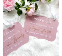 Personalized Reserved in Loving Memory Wedding Sign,Reserved Seat Sign,This Seat Is Reserved Memorial Sign,Memorial Hanging Chair Sign for Wedding (Pink)