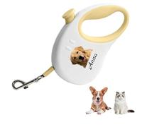 Personalized Retractable Dog Lead with Photo and Name, 3M/10FT Extendable Dog Lead with Strong Nylon Tape Tangle-Free One-Handed Brake, Pause, Lock for Small Medium Dogs