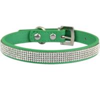 Personalized Rhinestone Dog Collar, Adjustable Metal Buckle Pet Collar For Small Medium Large Dogs And Cats, Cute Dazzling Puppy Collar(Green,L)