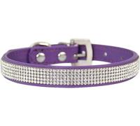 Personalized Rhinestone Dog Collar, Adjustable Metal Buckle Pet Collar For Small Medium Large Dogs And Cats, Cute Dazzling Puppy Collar(Purple,M)