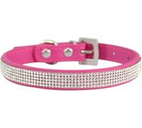 Personalized Rhinestone Dog Collar, Adjustable Metal Buckle Pet Collar For Small Medium Large Dogs And Cats, Cute Dazzling Puppy Collar(Rose red,L)