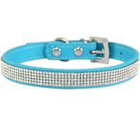 Personalized Rhinestone Dog Collar, Adjustable Metal Buckle Pet Collar For Small Medium Large Dogs And Cats, Cute Dazzling Puppy Collar(Light blue and lake blue,L)