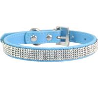 Personalized Rhinestone Dog Collar, Adjustable Metal Buckle Pet Collar For Small Medium Large Dogs And Cats, Cute Dazzling Puppy Collar(Blue,L)