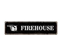 Personalized Road Signs With Arrow, 4 x 16 Inch Firehouse Easy Mounting Metal Tin Sign, No Rust, Customize Gifts, Housewarming Gifts, Outside Vintage Decor, 10x40cm, More Sizes by Choosing
