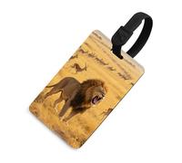 Personalized Roaring Lion Luggage Tag Cute Suitcase Label for Travel Luggage Identifier with Secure Strap Name Address Tel Unique Backpack Handbag Tag for Men Women, Black, One Size, Luggage Tag
