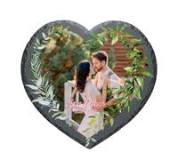 Personalized Rock Slate Photo Frame, Customized with Your Own Picture Text, Photo Tile, Memorial Picture Plaque Custom Gifts for Family Mothers Fathers Day Valentines Wedding Birthday (Heart)
