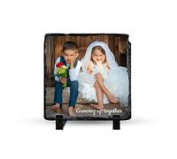 Personalized Rock Slate Photo Frame with Text, Custom Photo Stone Plaque Frames with Display Stand, Personalized Photo Frame Gifts for Mothers Fathers Day Birthday Christmas Valentine's Day Baby Birth