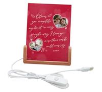 Personalized Romantic Heartfelt Frame for Couples, YOu Complite Me, Acrylic Photo Frame With LED Light And Wood Stand, Picture Frame, 3D Night LED Light Lamp. 6x4 in. (White, 4 x 6 Vertical)