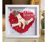 Personalized Rose Flower Shadow Box Frame - Custom Flower Shadow Box with Name - Custom Hand in Hand Rose Flower Shadow Box - Many Shapes and Colors - Mother's Day Birthday Gift for Mom Grandma Couple