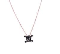 Personalized Rose Gold Color With Cubic Zirconia 925 Silver Matal Minimalist Black Skull Necklace
