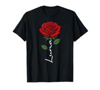 Personalized Rose Name Luna Elegant Floral Women Girls T-Shirt