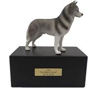 Personalized Rosewood Custom Dog & Cat Ashes Urn with Statue Customisable Engraved Nameplate for Pet Name and Date Custom Pets Box Cremation Funeral Keepsake Urns for Dogs Cats Memorial,Siberian Husky