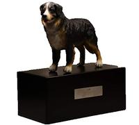 Personalized Rosewood Custom Pet Ashes Urn with Statue Customisable Engraved Nameplate for Dog and Cat Name and Date Custom Pets Box Cremation Funeral Keepsake Urns for Dogs Cats,Bernese Mountain Dog