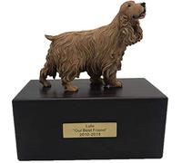 Personalized Rosewood Custom Pet Ashes Urn with Statue Customisable Engraved Nameplate for Dog and Cat Name and Date Pets Box Cremation Funeral Keepsake Urns for Dogs Cats Memorial (Cocker Spaniel)
