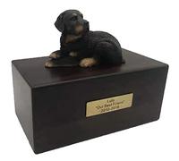 Personalized Rosewood Custom Pet Ashes Urn with Statue Customisable Engraved Nameplate for Dog and Cat Name and Date Custom Pets Box Cremation Funeral Keepsake Urns for Dogs Cats Memorial,Rottweiler