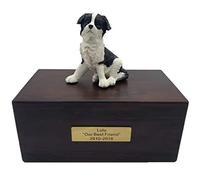 Personalized Rosewood Custom Pet Ashes Urn with Statue Customisable Engraved Nameplate for Dog & Cat Name and Date Custom Pets Box Cremation Funeral Keepsake Urns for Dogs Cats Memorial,Border Collie