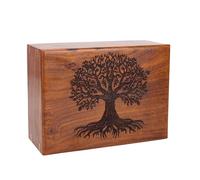 Personalized Rosewood Urns for Human or Pet Ashes, Tree of Life Wooden Engraved Cremation Urn, Wood Funeral Urn - Keepsake Box, Memorial Urn or Casket (6.5 x 4.5 x 2.75 inches - 20 Kg or 45 Lbs)