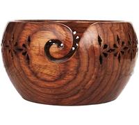 Personalized Rosewood Wooden Storage Yarn Bowl, Bowl Holder & Dispenser for Tangle-Free Yarn Perfect Large Knitting & Crochet Bowl - Personalized Gift (Non - Personalized, Large - 7" Dia x 4" Height)